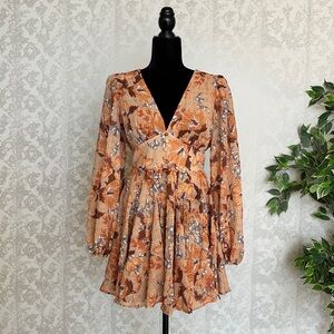 Floral Dress in Brown and Cream